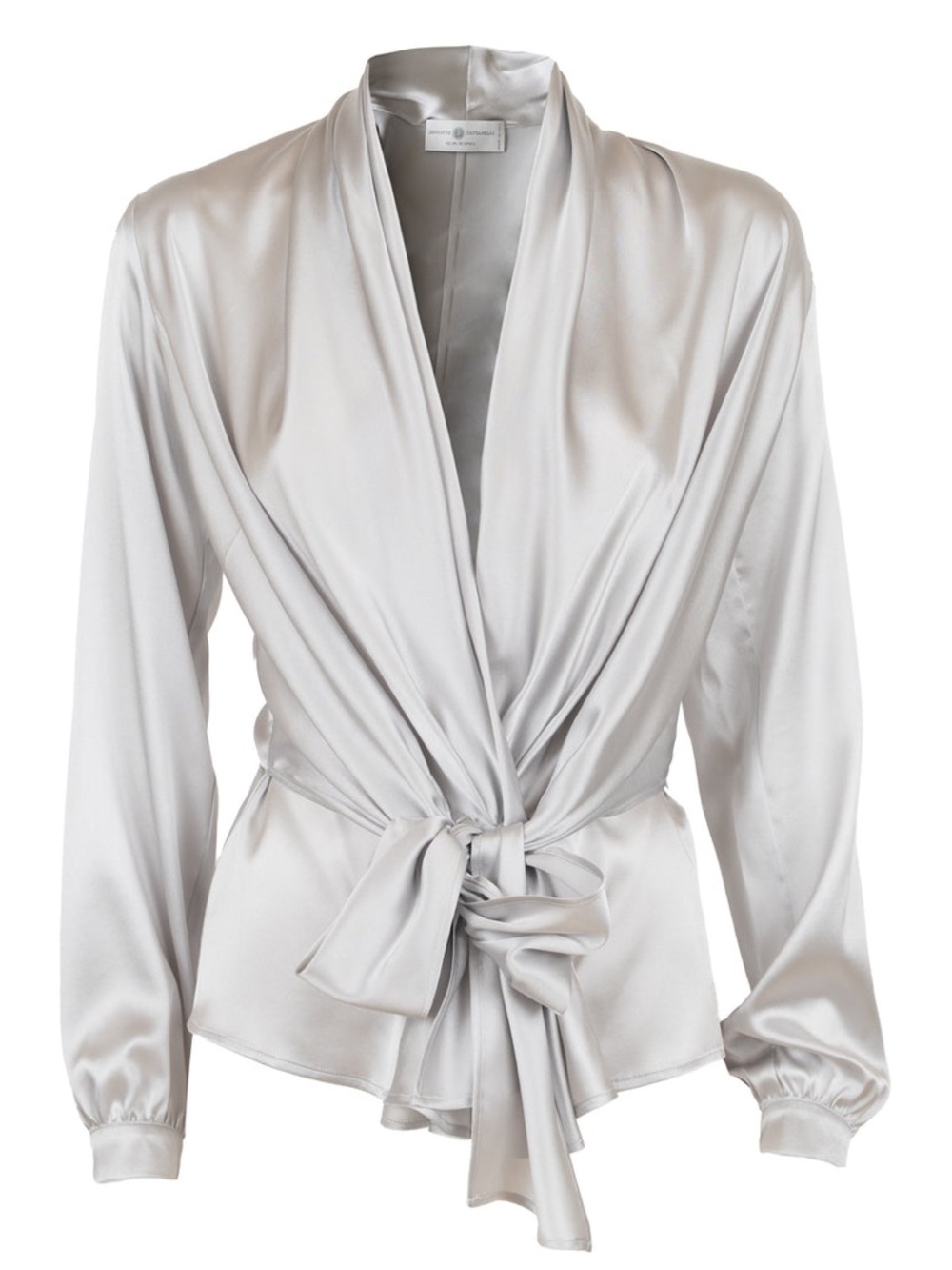 Jennifer Tattanelli Long Sleeve Silk Blouse With Sash Ghiaccio Pre-Owned Size 40
